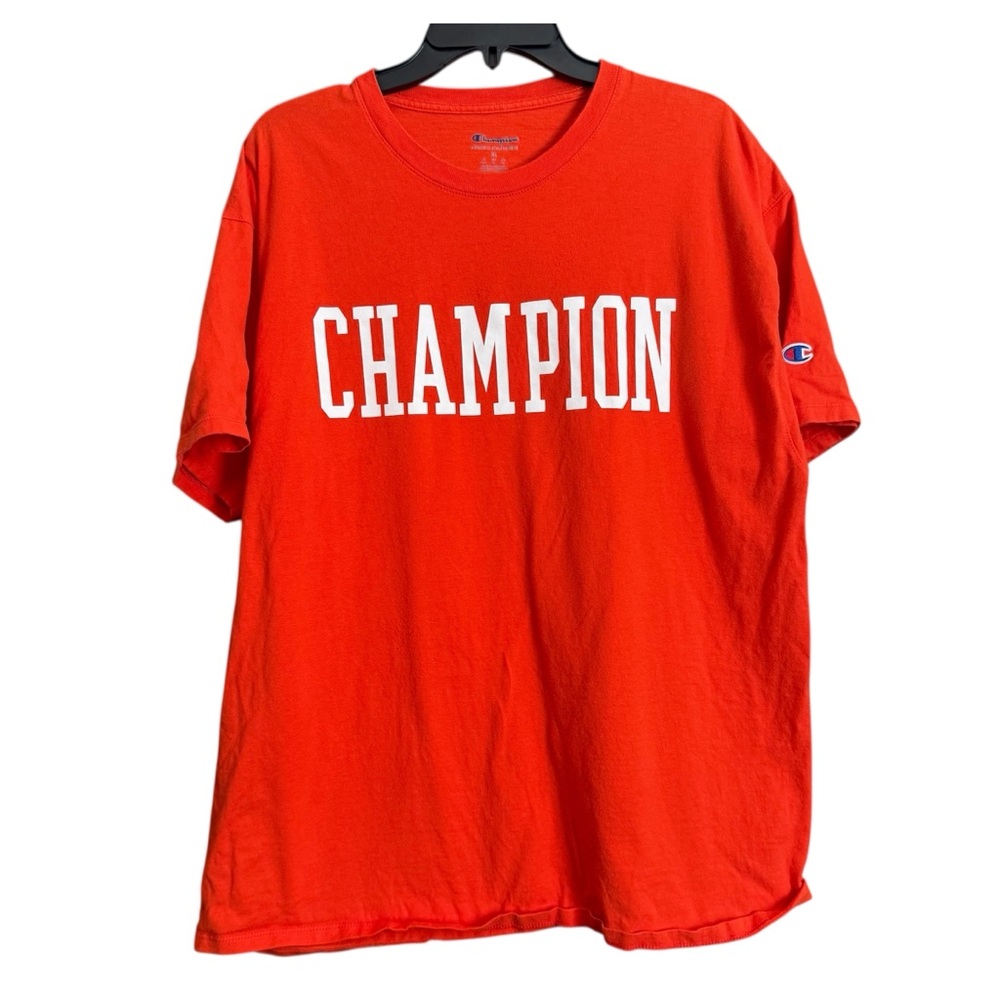 Champion Men's Orange and Green T-Shirt